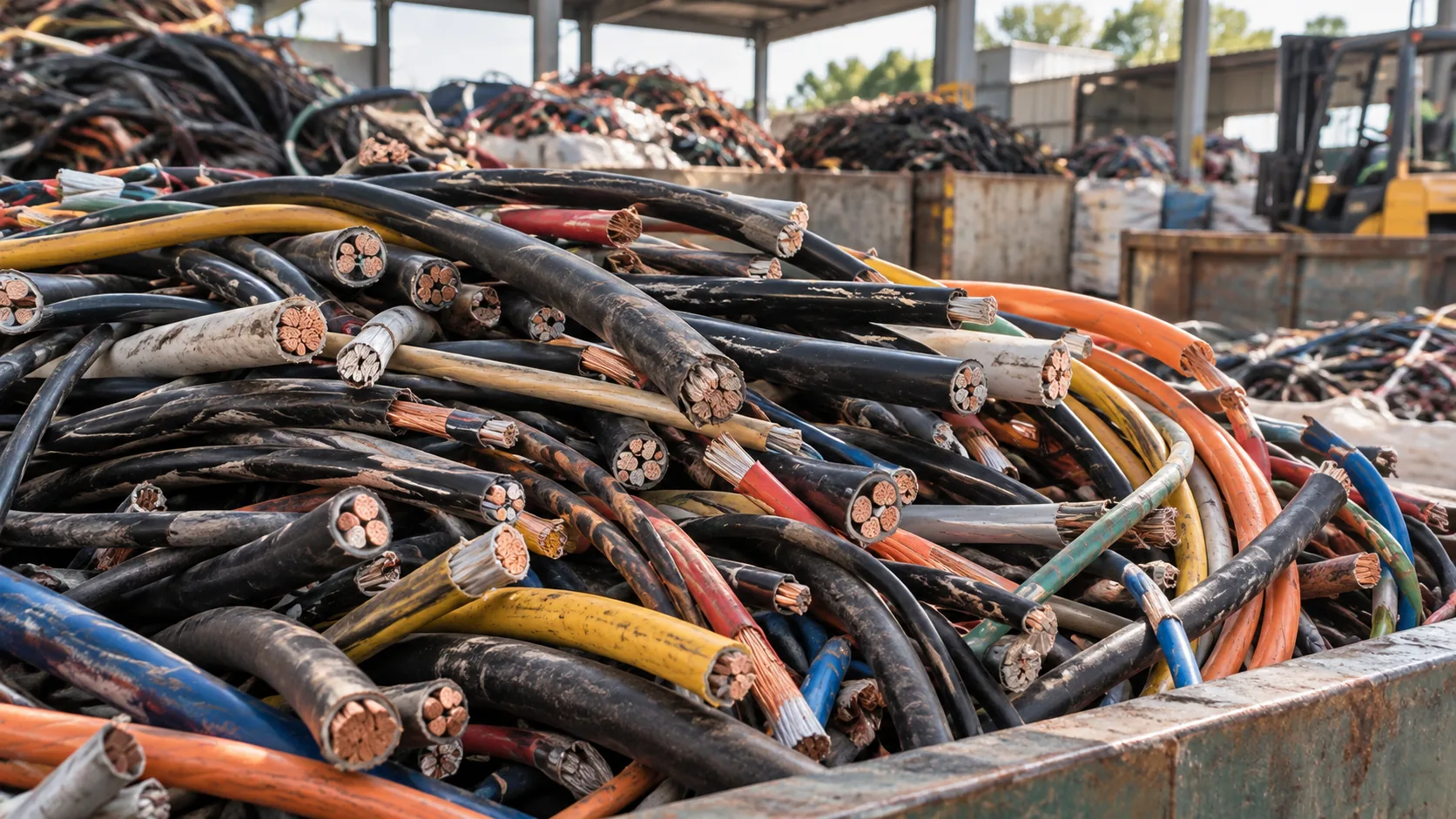 Mixed insulated copper and aluminium cable arriving for assessment