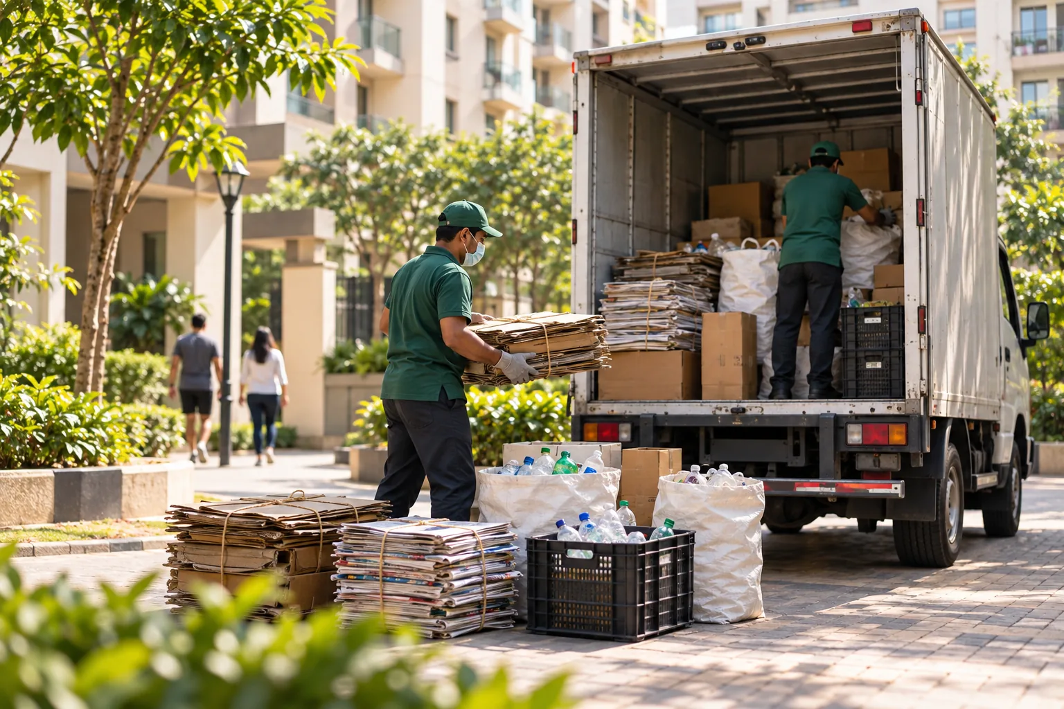 Residents participating in an organized society scrap collection