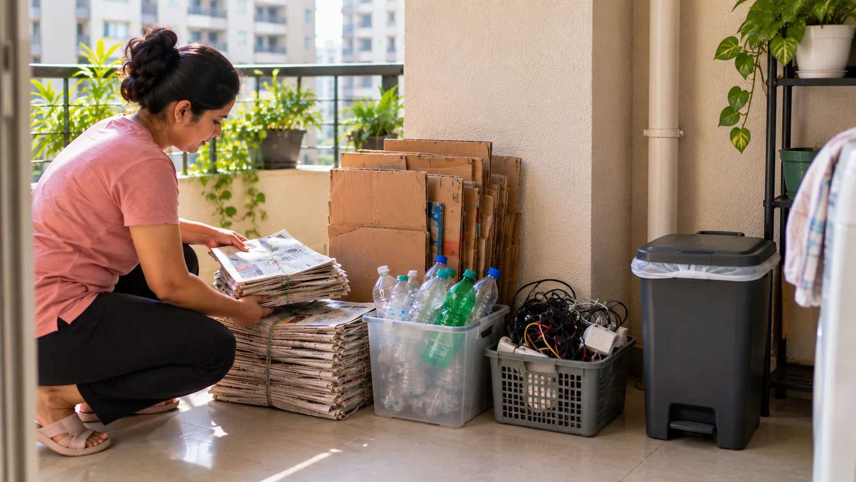 Residents keeping recyclable household materials clean, dry and separate