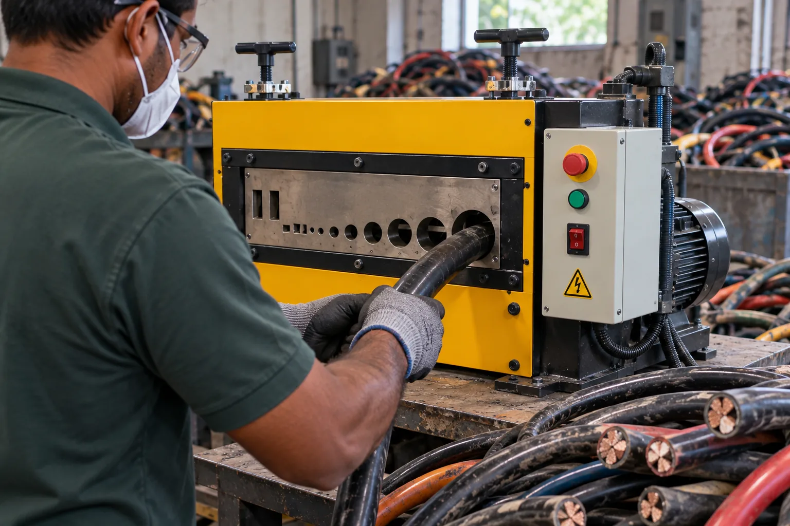 Cable processing for copper and aluminium recovery