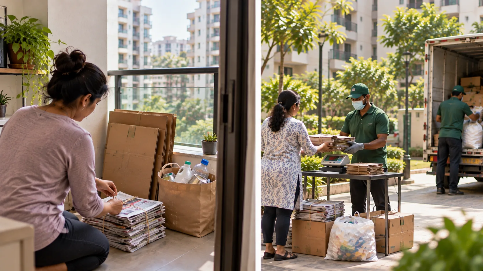 Residents participating in an organized society scrap collection